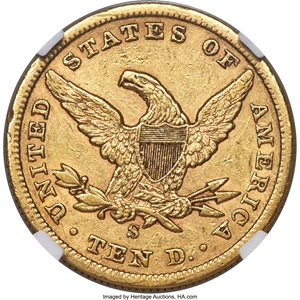 image for: 1866-S $10 No Motto AU50 NGC....