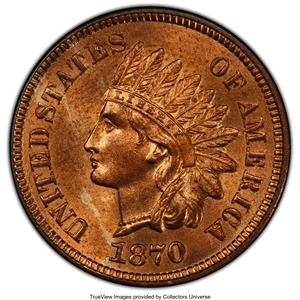 image for: 1870 1C MS65 Red and Brown PCGS. CAC. PCGS Population: (73/19 and 8/1+). NGC Census: (88/12 and 0/0+). CDN: $1,425 Whsle. B...