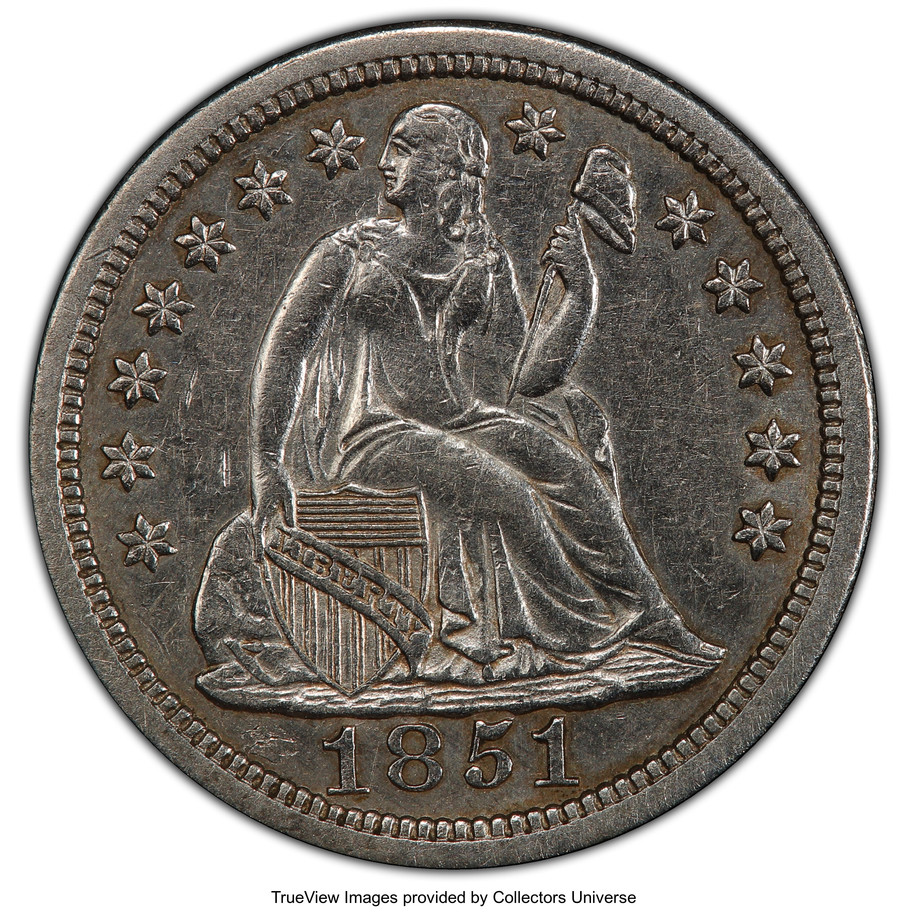 image for: 1851-O 10C With Pinch of Gold Dust AU50 PCGS. Ex: S.S. Central America. PCGS Population: (3/18). NGC Census: (1/27). CD...