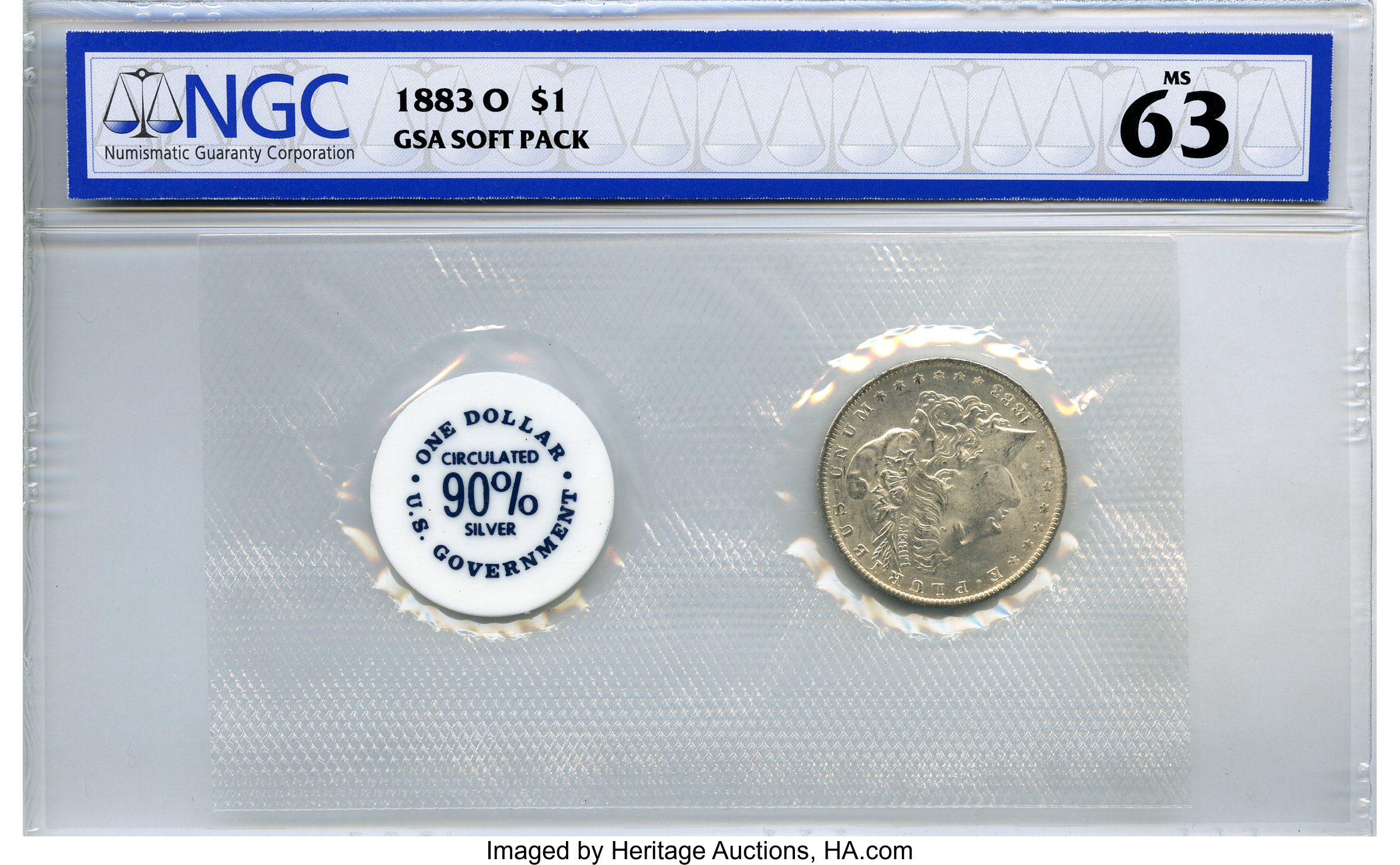 image for: 1883-O $1 GSA Hoard MS63 NGC. NGC Census: (105/83). PCGS Population: (7/7). CDN: $215 Whsle. Bid for problem-free NGC/PCGS ...