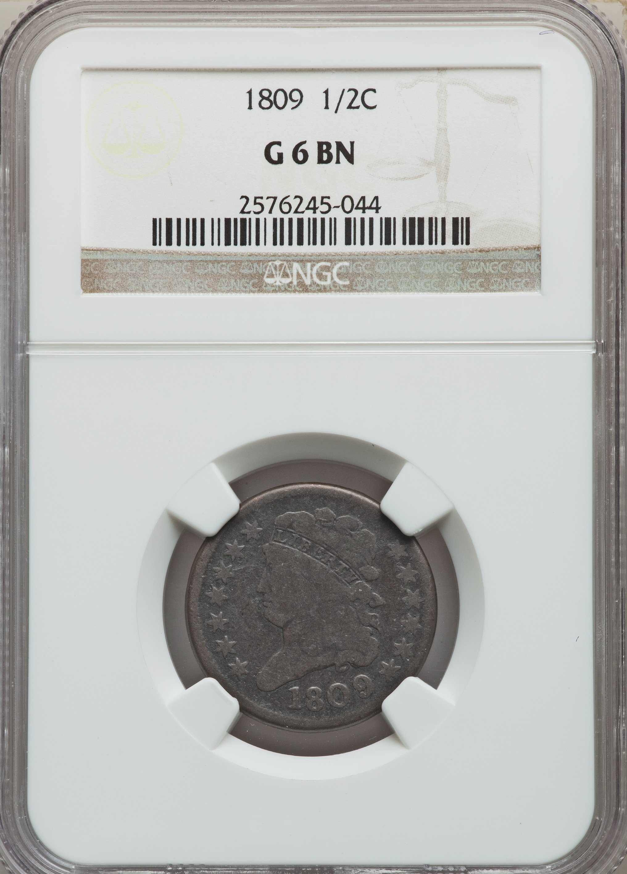 1809 1/2 C Good 6 NGC. NGC Census: (12/417). PCGS Population: (7/474). Mintage 1,154,572. ...