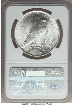 image for: 1922 $1 Tripled Leaves & Gouge, VAM-5-2, MS64 NGC. A Top 50 Variety. NGC Census: (0/0). PCGS Population: (15/2). MS64....