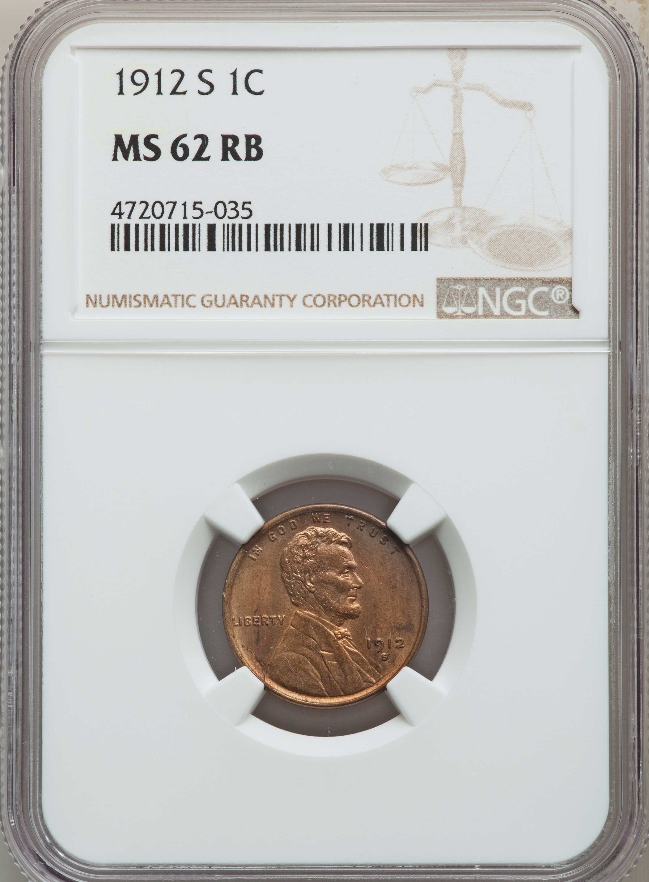 1912-S 1c MS RB MS62 RB CAC thumbnail 6