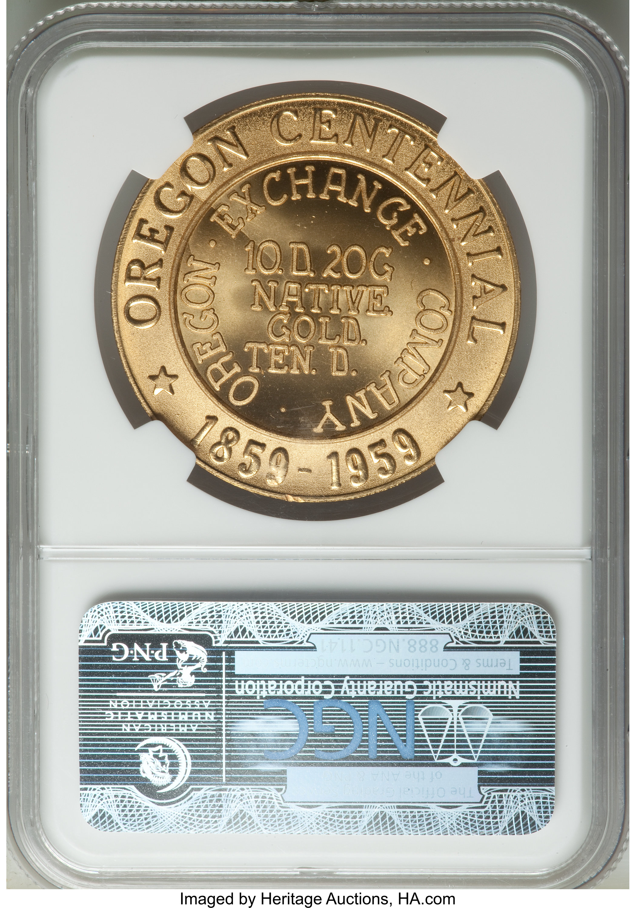 image for: 1959 Oregon Statehood Centennial, Beaver So-Called Dollar, Gilt Bronze, HK-573, MS67 NGC....