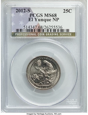 image for: 2012-S 25C El Yunque National Park MS68 PCGS. PCGS Population: (20/0). NGC Census: (0/0). Mintage 37,600,000. From C...