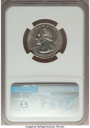 image for: 2006-D 25C North Dakota -- Missing Clad Layer on Reverse -- MS62 NGC. 4.6 Grams....