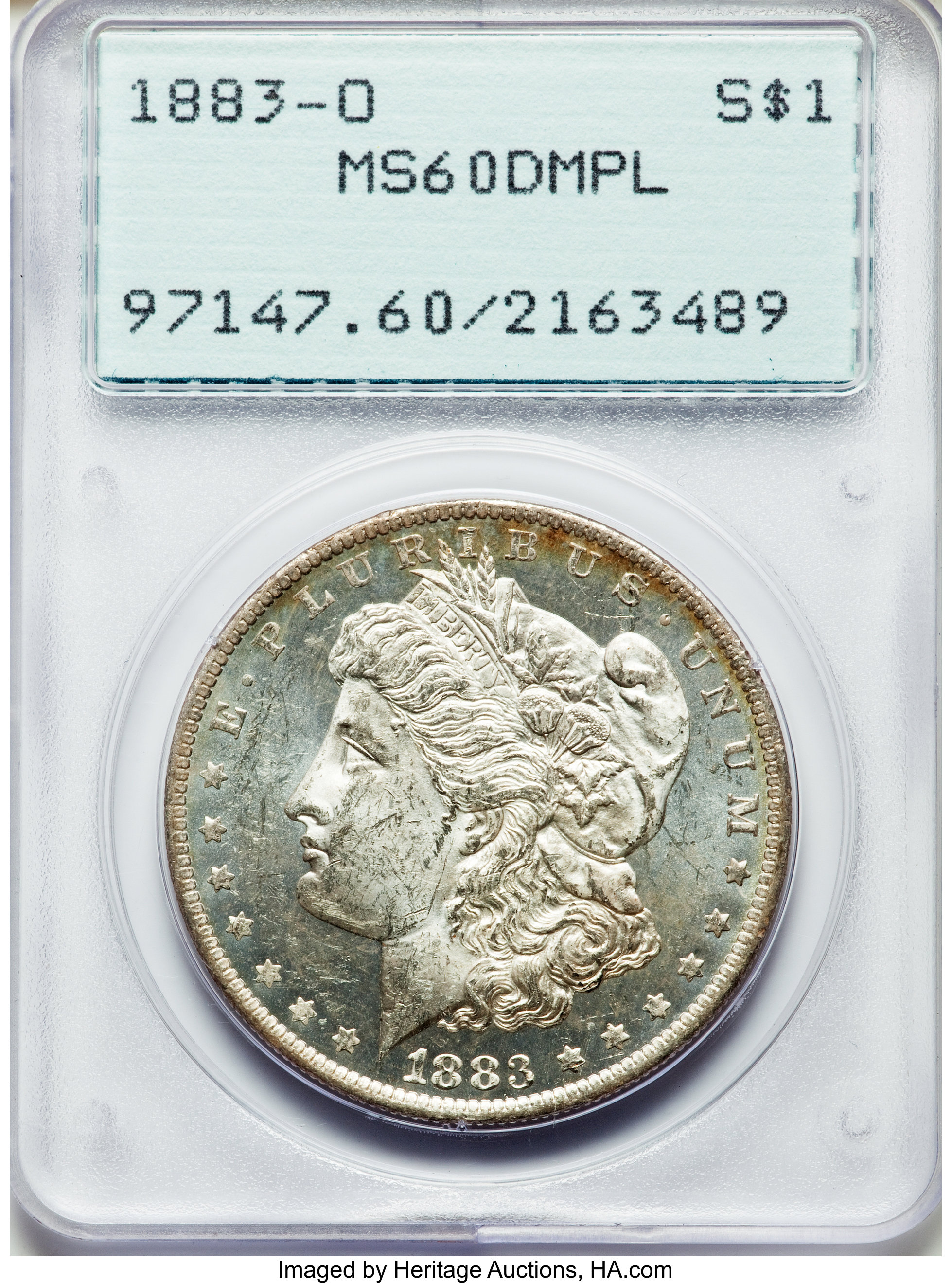 1883-O $1 MS60 Deep Mirror Prooflike PCGS. PCGS Population: (27/1752). NGC Census: (1/881)....