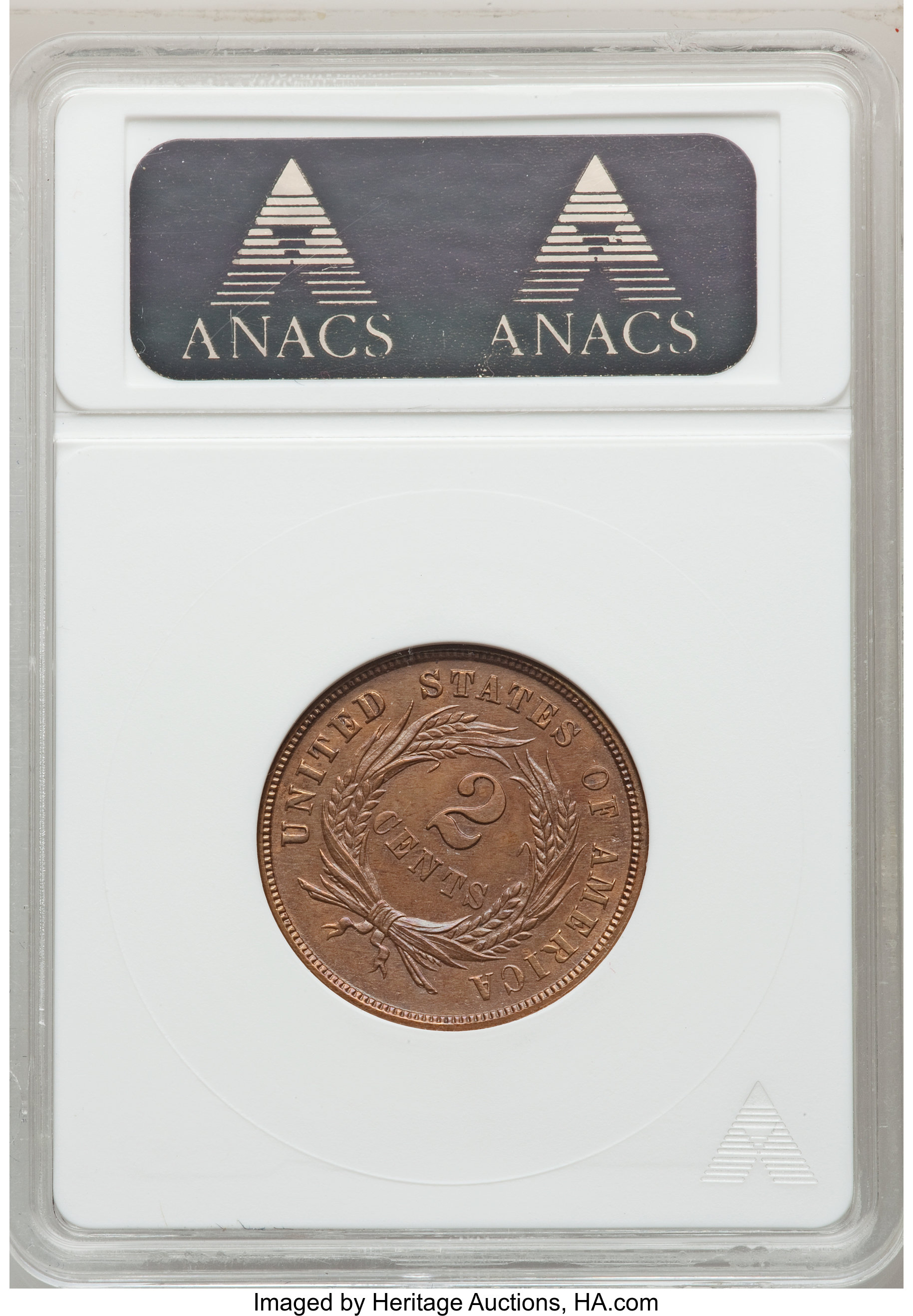 2-Cent Piece 2c 1864-1872 MS RD [Type] MS60 RD CAC thumbnail 2