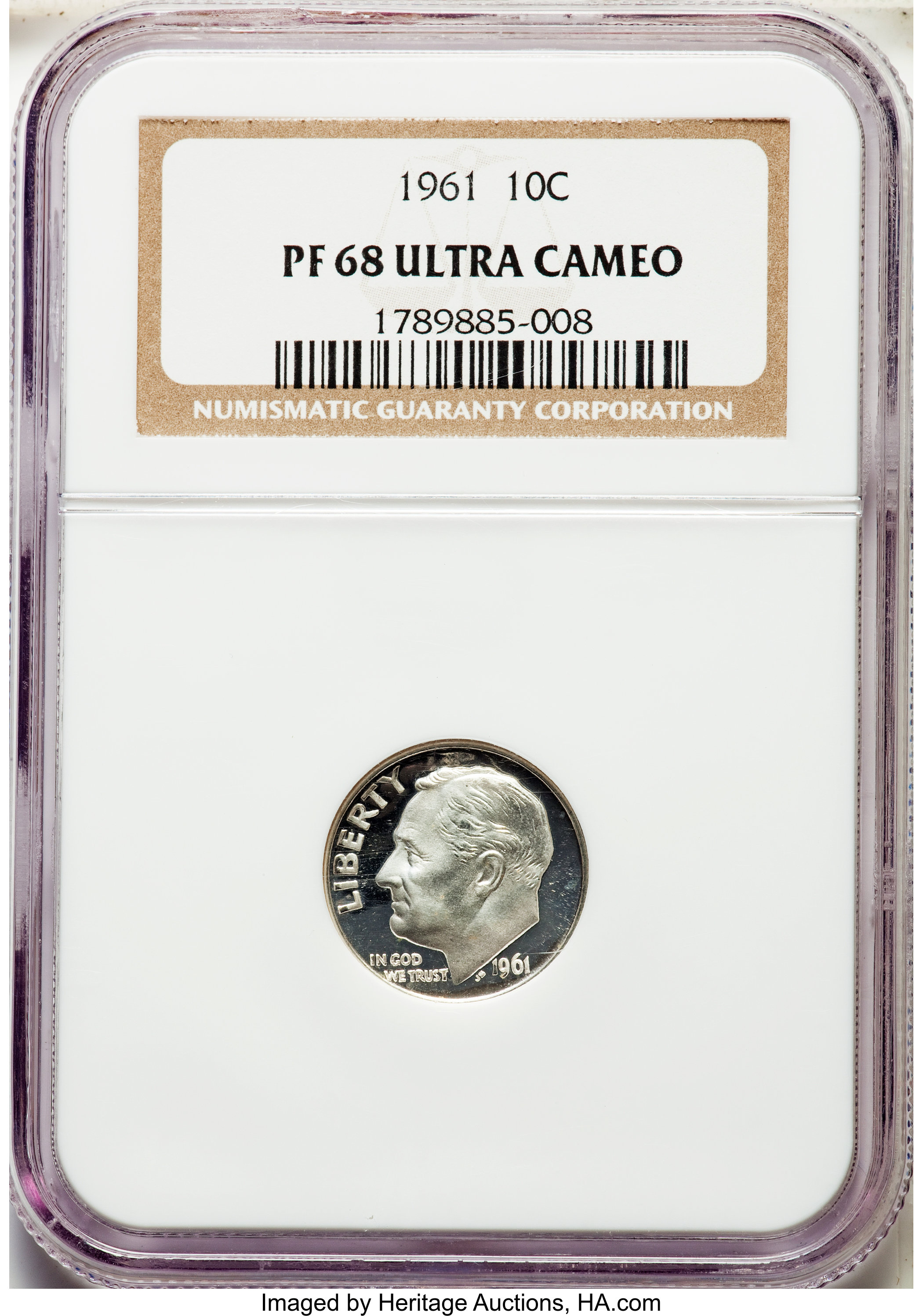 image for: 1961 10C PR68 Ultra Cameo NGC. NGC Census: (116/33). PCGS Population: (117/66).  ...