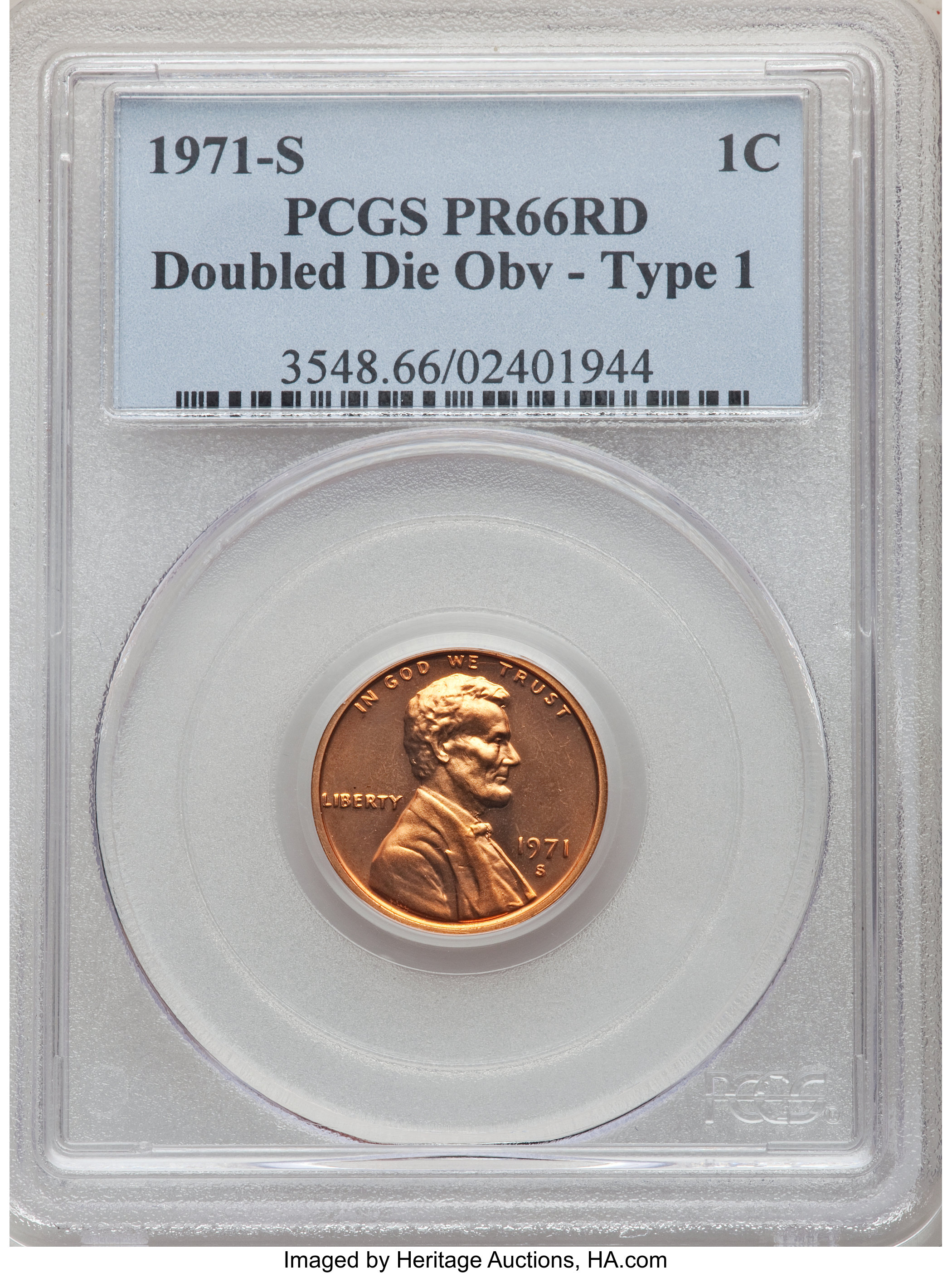 1971-S 1c Doubled Die Obverse PR RD thumbnail 12