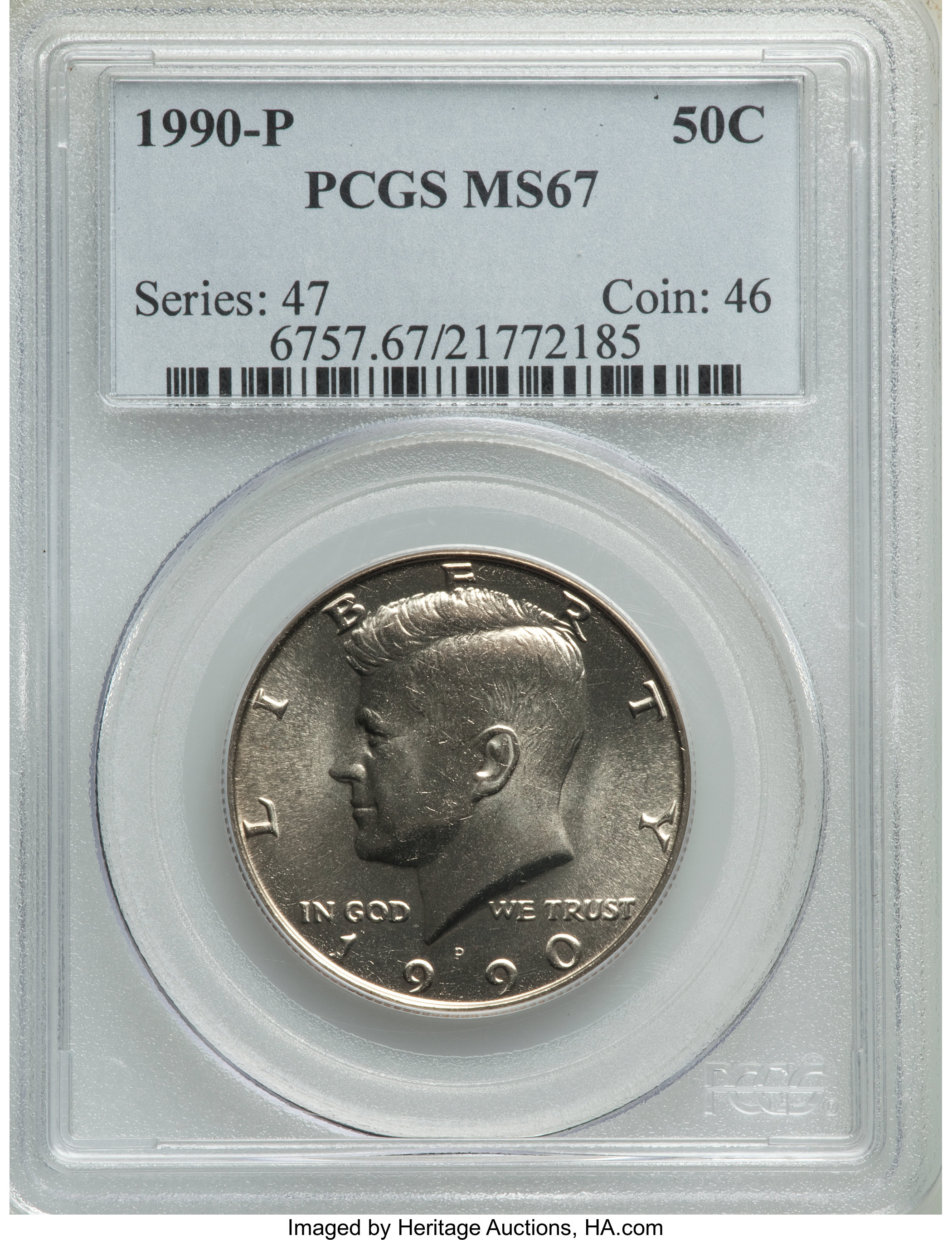image for: 1990-P 50C MS67 PCGS. PCGS Population: (38/0). NGC Census: (67/3). CDN: $225 Whsle. Bid for problem-free NGC/PCGS MS67. ...