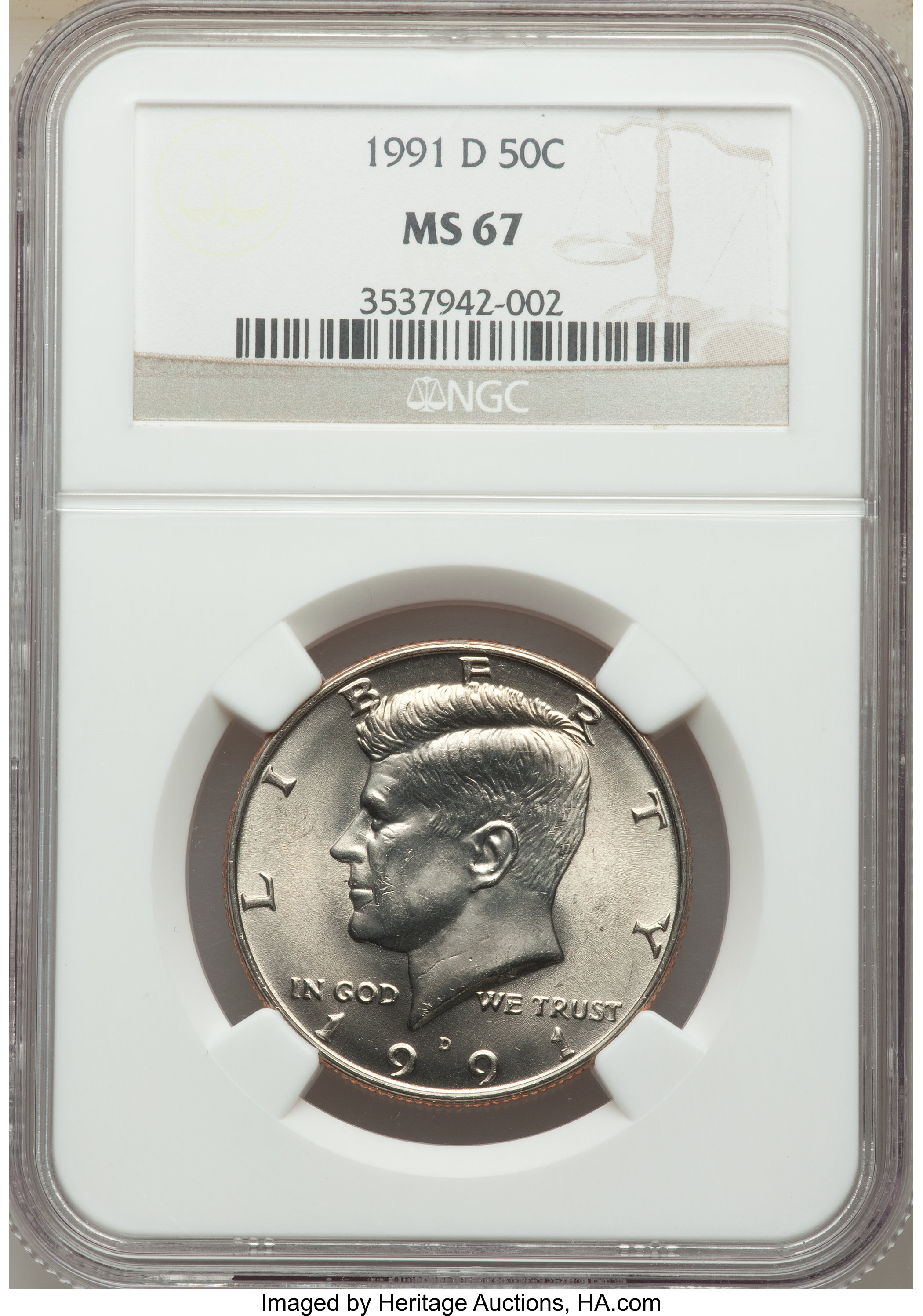 image for: 1991-D 50C MS67 NGC. NGC Census: (58/1). PCGS Population: (26/2). CDN: $200 Whsle. Bid for problem-free NGC/PCGS MS67. ...