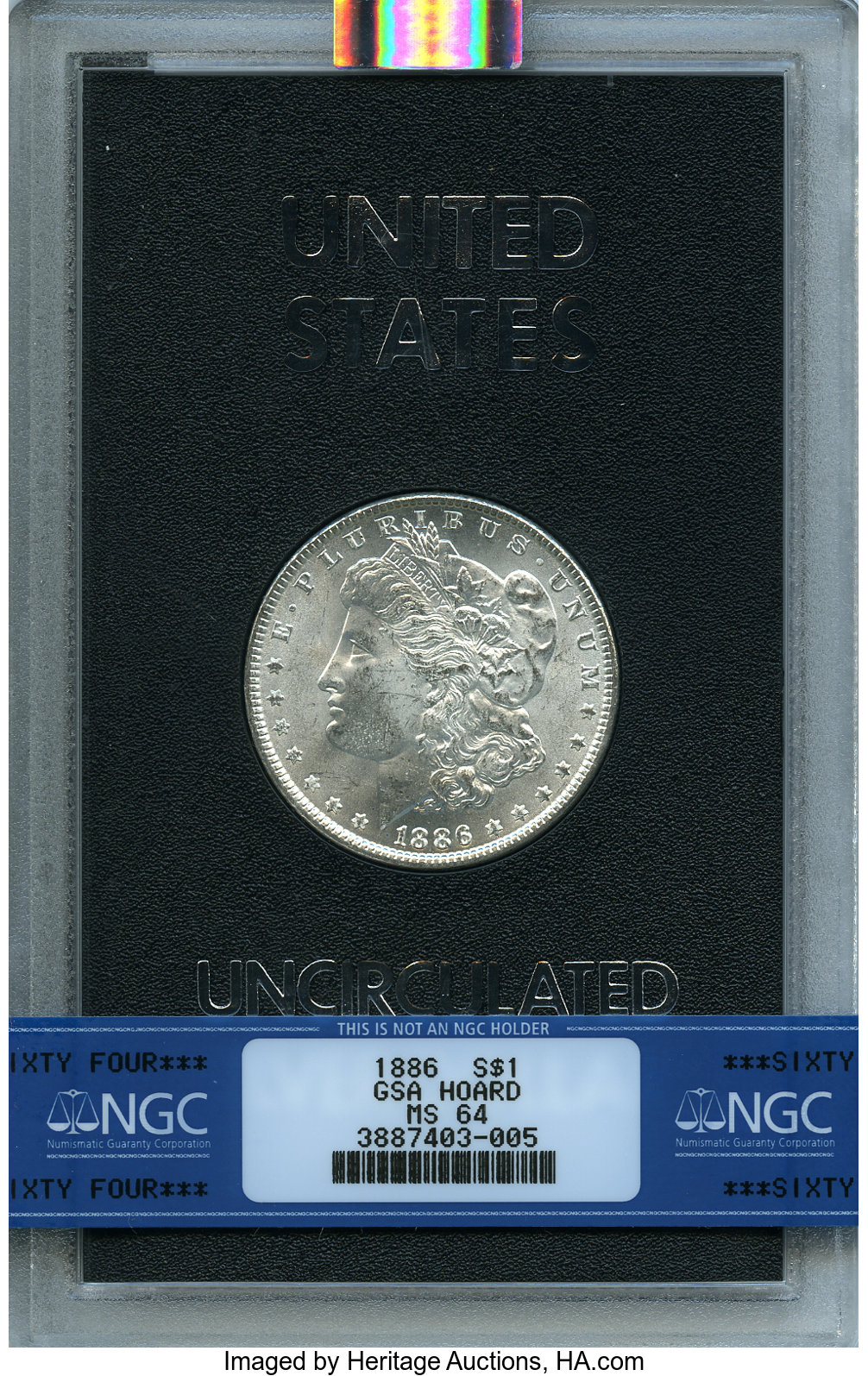 image for: 1886 $1 GSA Hoard MS64 NGC. NGC Census: (0/0). PCGS Population: (1/0). MS64. ...