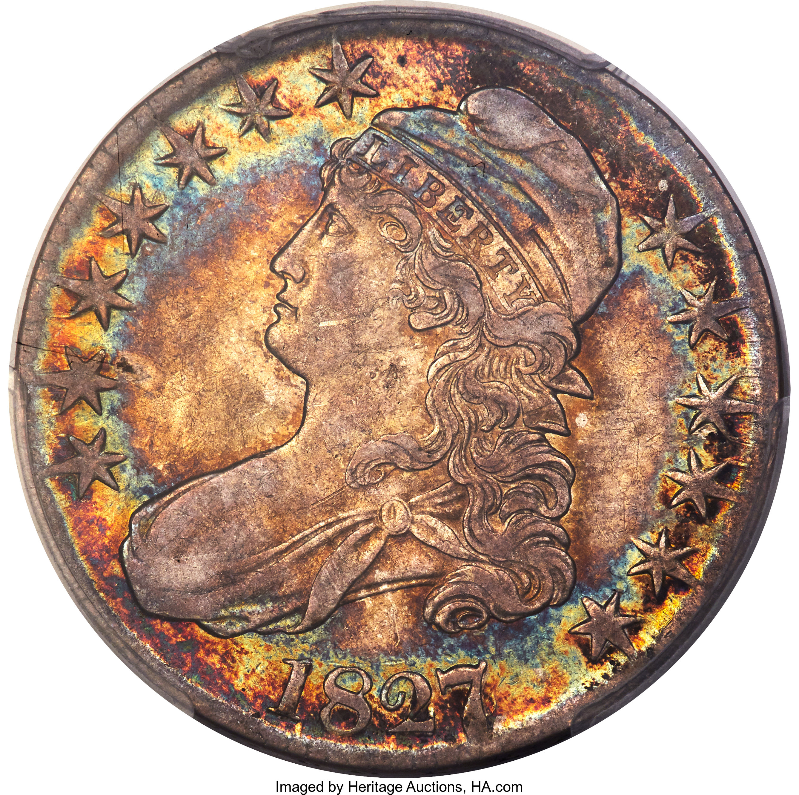 image for: 1827/6 50C XF40 PCGS. CAC. PCGS Population: (41/195). NGC Census: (3/84). CDN: $400 Whsle. Bid for problem-free NGC/PCGS XF...