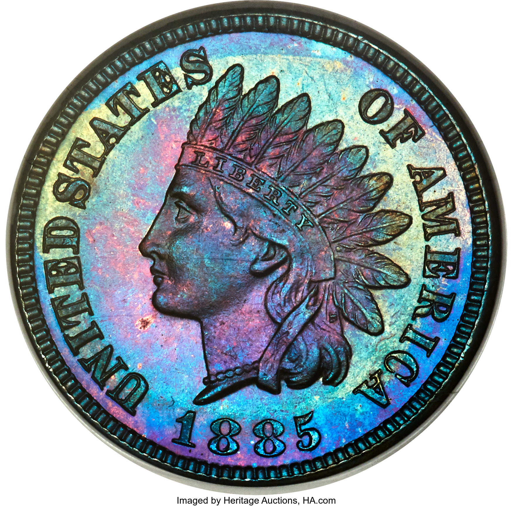 image for: 1885 1C PR64 Red and Brown NGC. NGC Census: (57/121). PCGS Population: (146/196). PR64. Mintage 3,790. ...