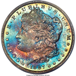 image for: 1887 $1 MS65 Prooflike PCGS. PCGS Population: (312/89). NGC Census: (336/63). CDN: $231 Whsle. Bid for problem-free NGC/PCG...