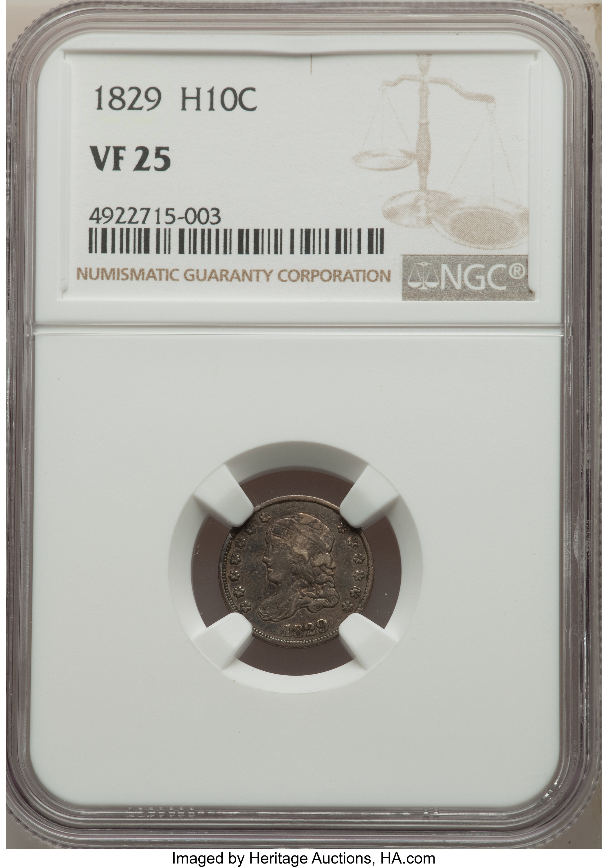 1829 H10C VF25 NGC. NGC Census: (12/599). PCGS Population: (23/929). VF25. Mintage 1,230,000. ...