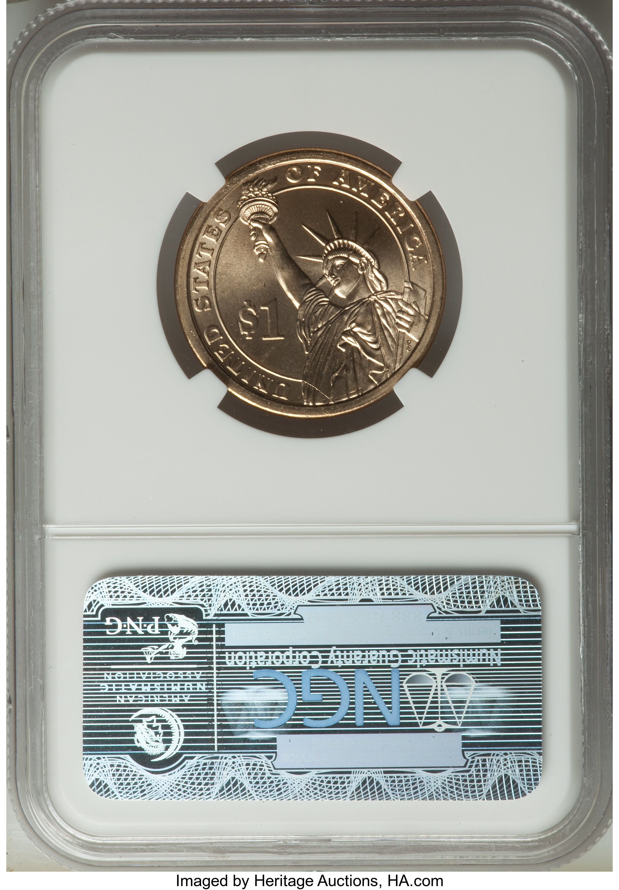 image for: (2009) $1 Taylor Missing Edge Lettering MS67 NGC. NGC Census: (0/0). PCGS Population: (9/0)....