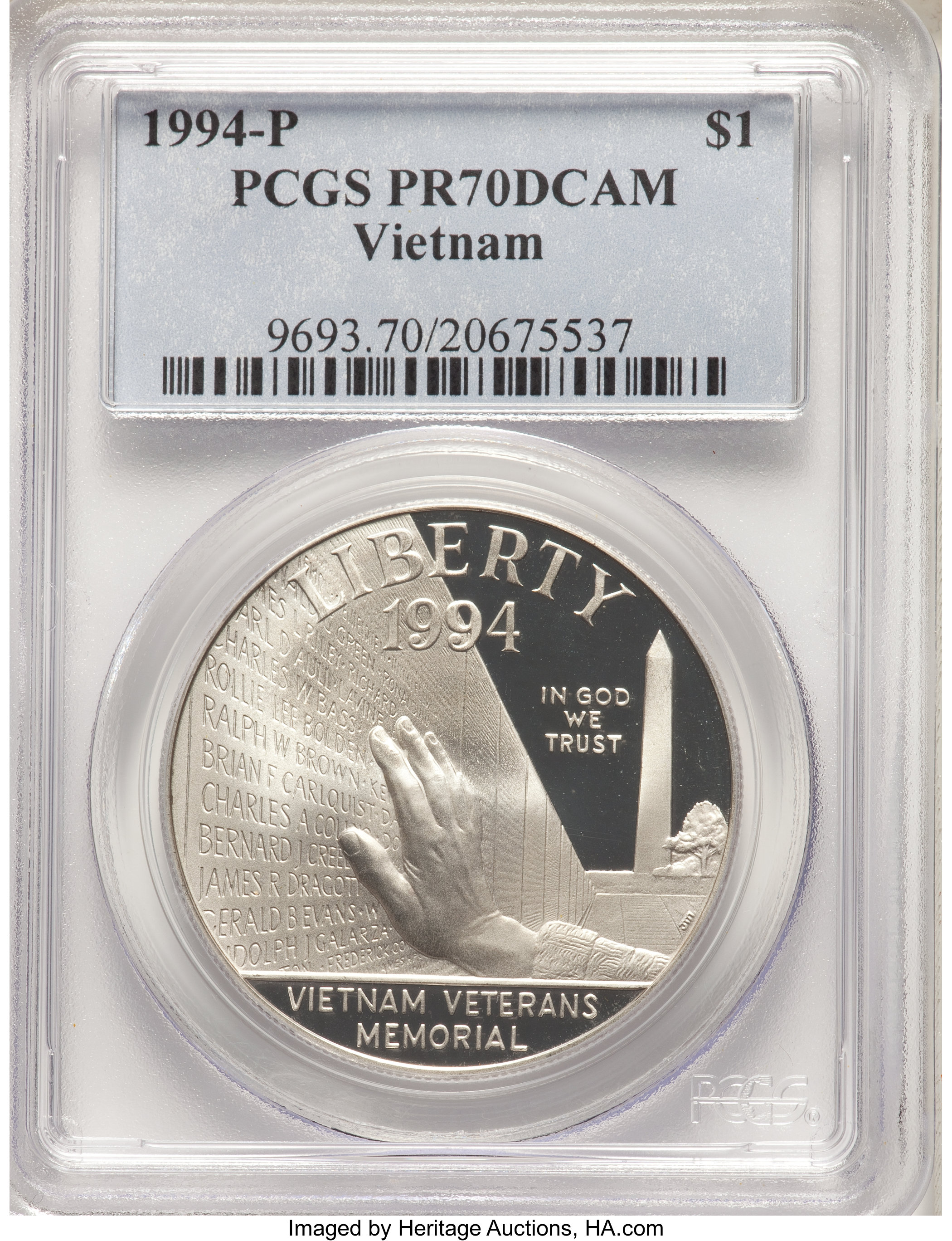 1994-P $1 Vietnam PR70 Deep Cameo PCGS. PCGS Population: (76). NGC Census: (27). CDN: $425 Whsle. Bid for NGC/PCGS PR70. ...