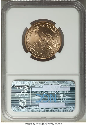 image for: (2008) $1 Van Buren, Missing Edge Lettering MS66 NGC. NGC Census: (0/0). PCGS Population: (58/83)....
