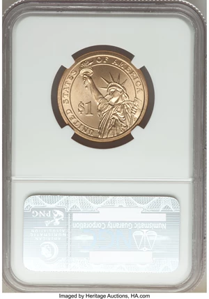 image for: (2008) $1 SMS Van Buren, Missing Edge Lettering MS67 NGC. NGC Census: (0/0). PCGS Population: (119/47)....