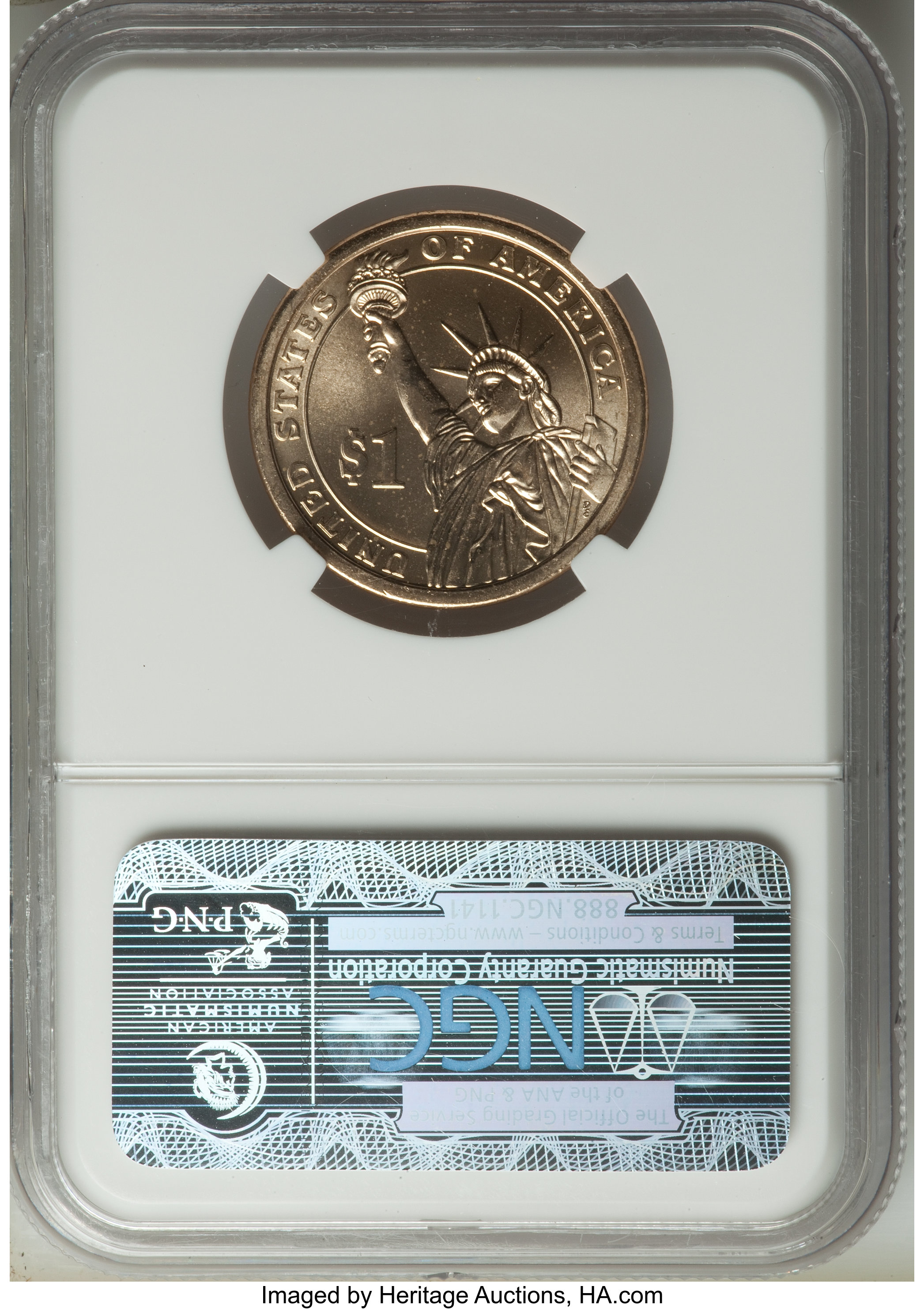 image for: (2009) $1 Zachary Taylor, Missing Edge Lettering, MS65 NGC. NGC Census: (0/0). PCGS Population: (4/1)....