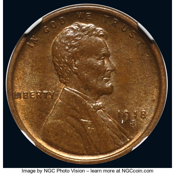 image for: 1918-S 1C MS64 Brown NGC. NGC Census: (65/18). PCGS Population: (102/17). CDN: $210 Whsle. Bid for NGC/PCGS MS64. Mintage 3...