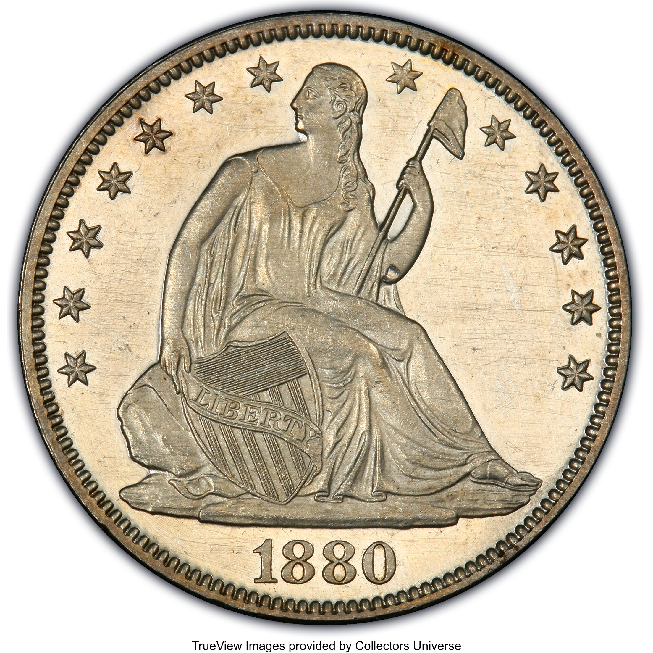 image for: 1880 50C PR61 Cameo PCGS. PCGS Population: (3/114). NGC Census: (4/81). PR61. From The Dick Osburn Collection....