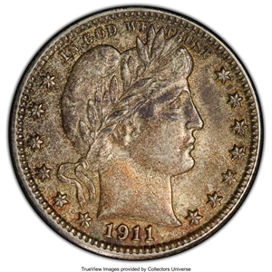 image for: 1911-S 25C AU58 PCGS. CAC. PCGS Population: (19/140 and 1/12+). NGC Census: (9/125 and 0/4+). CDN: $350 Whsle. Bid for NGC/...