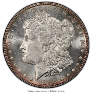 image for: 1898 $1 MS65 Prooflike PCGS. PCGS Population: (143/28 and 3/7+). NGC Census: (76/12 and 1/0+). CDN: $440 Whsle. Bid for NGC...