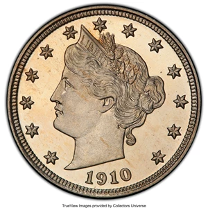 image for: 1910 5C PR65 PCGS. PCGS Population: (160/152 and 0/12+). NGC Census: (186/177 and 0/5+). CDN: $355 Whsle. Bid for NGC/PCGS ...