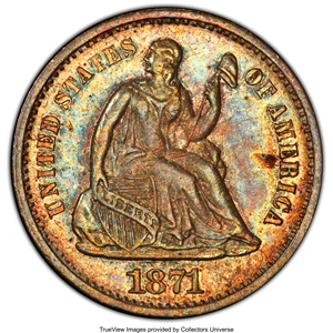 image for: 1871-S H10C AU58 PCGS. PCGS Population: (37/102 and 0/0+). NGC Census: (20/86 and 0/0+). CDN: $175 Whsle. Bid for NGC/PCGS ...