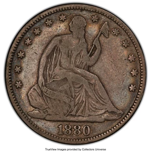 image for: 1880 50C Fine 12 PCGS. PCGS Population: (5/185 and 0/8+). NGC Census: (0/90 and 0/0+). CDN: $375 Whsle. Bid for NGC/PCGS Fi...