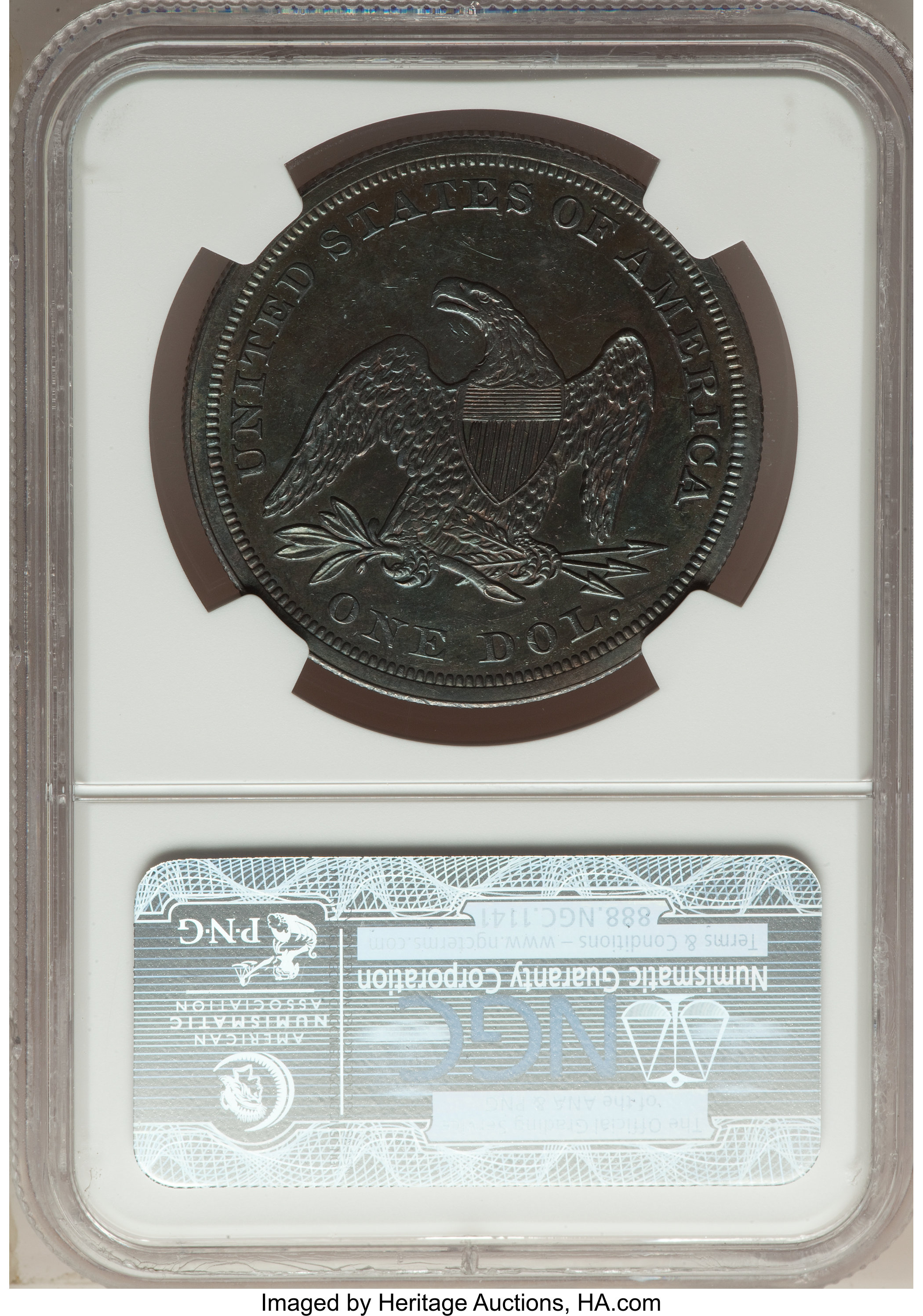 1845 $1 MS62 CAC thumbnail 2