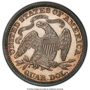 image for: 1873 25C No Arrows PR63 Cameo PCGS. PCGS Population: (6/24 and 0/7+). NGC Census: (7/13 and 0/1+). PR63. Mintage 600. ...