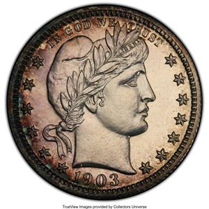 image for: 1903 25C PR63 PCGS. PCGS Population: (51/157 and 0/3+). NGC Census: (22/175 and 0/3+). CDN: $500 Whsle. Bid for NGC/PCGS PR...