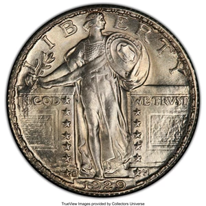 image for: 1929-S 25C MS66 Full Head PCGS. CAC. PCGS Population: (165/19 and 17/0+). NGC Census: (85/30 and 6/3+). CDN: $775 Whsle. Bi...