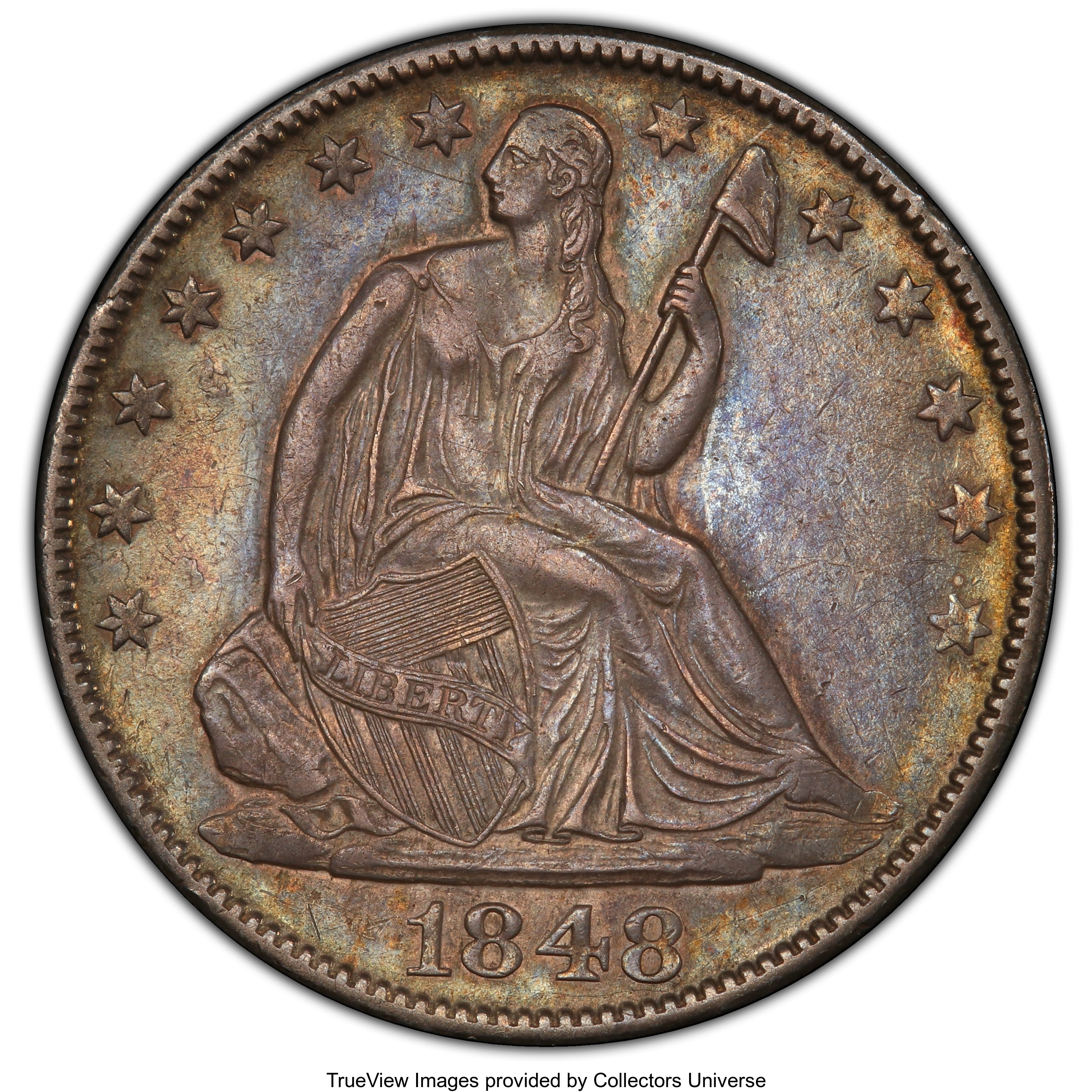 image for: 1848-O 50C XF45 PCGS. CAC. PCGS Population: (41/107 and 0/0+). NGC Census: (20/67 and 0/0+). CDN: $220 Whsle. Bid for NGC/P...