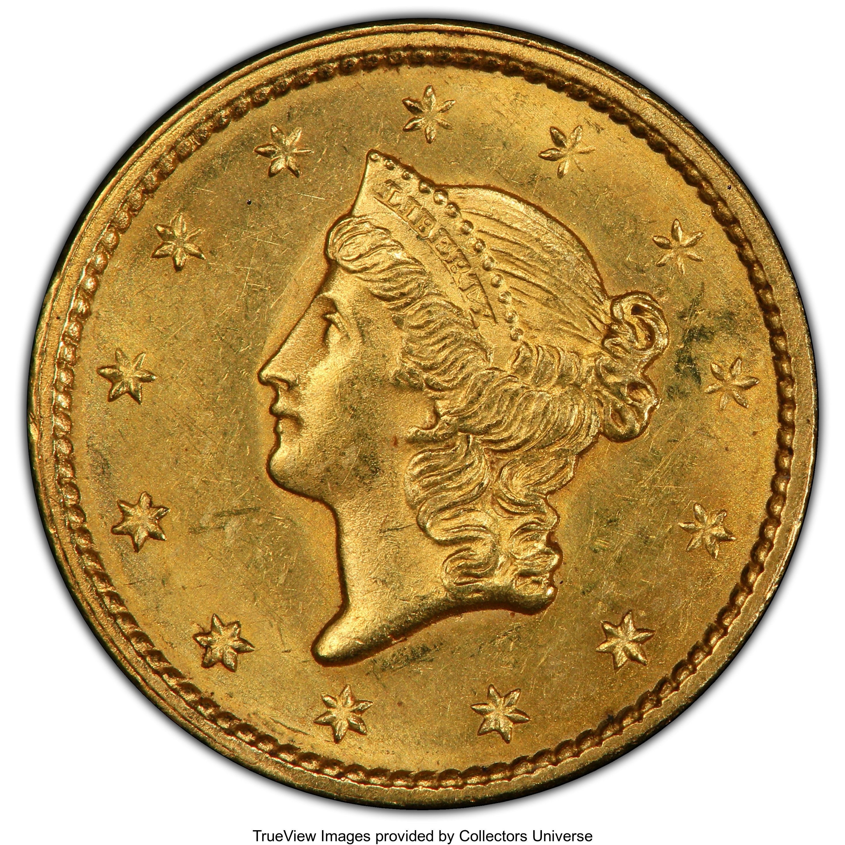 image for: 1849 G$1 Closed Wreath MS63 PCGS. PCGS Population: (74/86 and 1/10+). NGC Census: (58/121 and 1/2+). CDN: $1,050 Whsle. Bid...