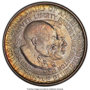 image for: 1951 50C Washington-Carver MS66+ PCGS. CAC. PCGS Population: (85/7 and 10/0+). NGC Census: (27/5 and 1/0+). MS66. Mintage 1...