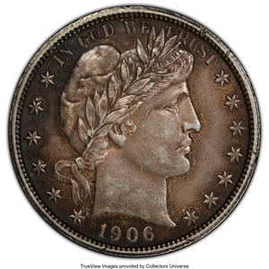image for: 1906 50C AU58 PCGS. PCGS Population: (69/288 and 4/9+). NGC Census: (58/203 and 1/2+). CDN: $365 Whsle. Bid for NGC/PCGS AU...