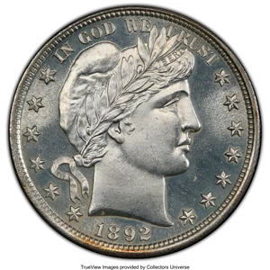 image for: 1892 50C PR64 PCGS. PCGS Population: (83/72). NGC Census: (80/89). CDN: $950 Whsle. Bid for NGC/PCGS PR64. Mintage 1,245. ...