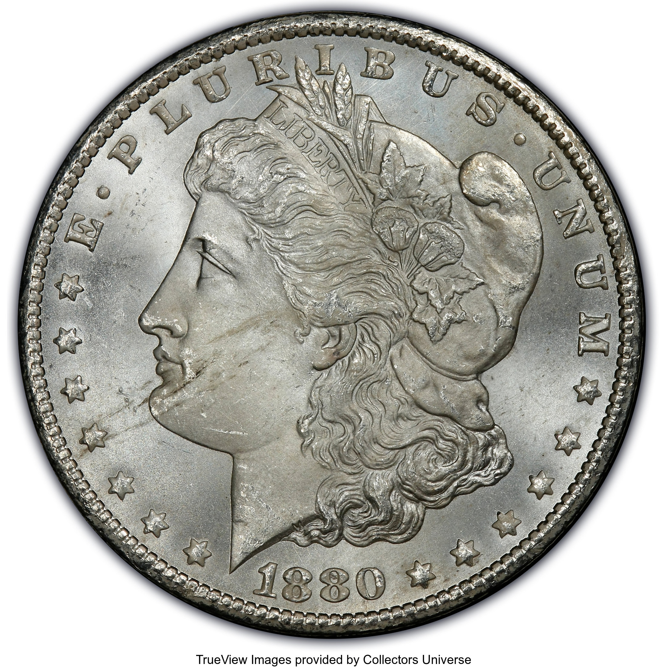 image for: 1880-CC $1 8 Over Low 7 MS64 PCGS. PCGS Population: (296/273). NGC Census: (0/0). MS64. ...