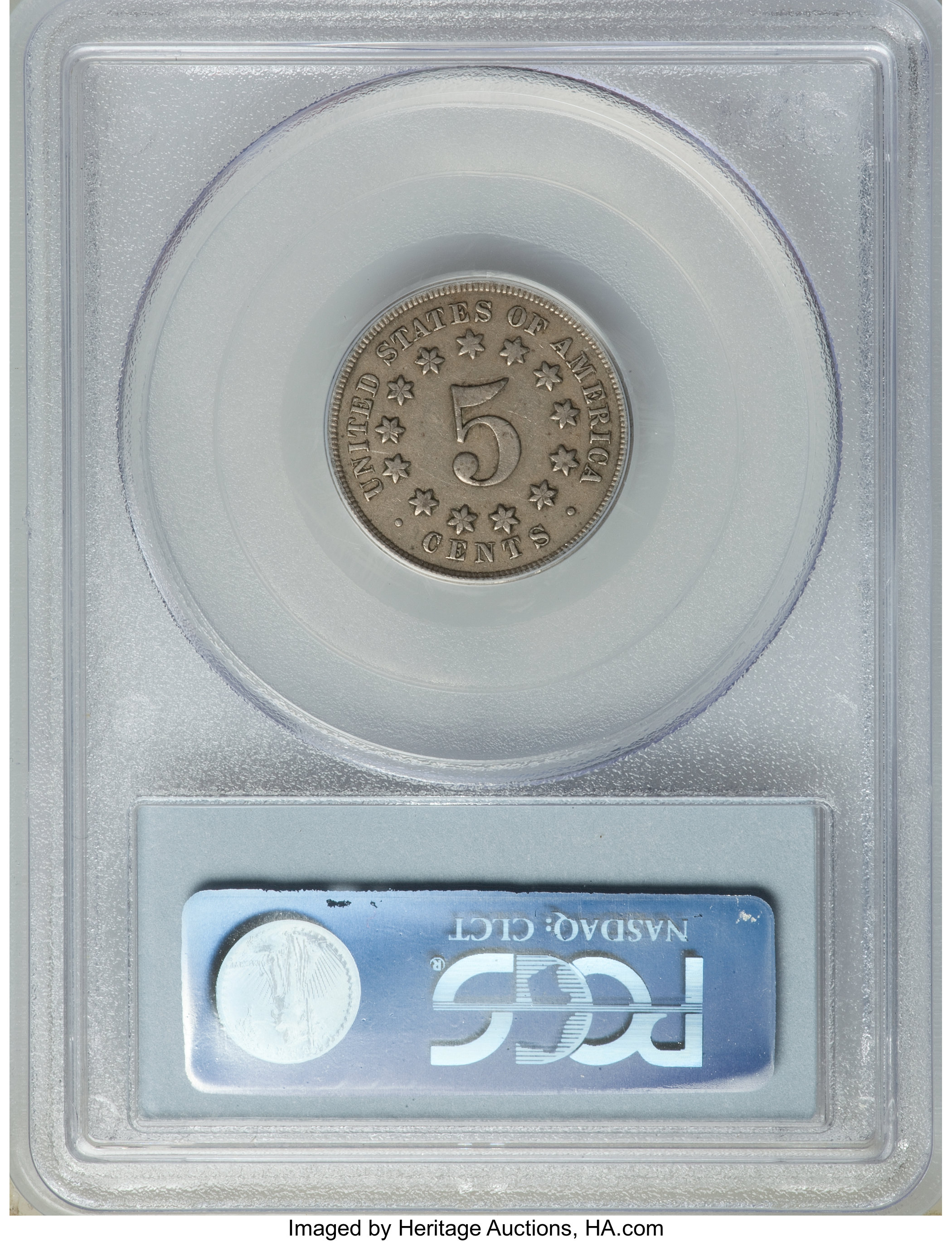 1867 5c No Rays VF35 thumbnail 2