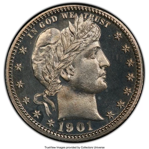 image for: 1901 25C PR64+ PCGS. PCGS Population: (54/58 and 2/3+). NGC Census: (49/108 and 0/3+). CDN: $650 Whsle. Bid for NGC/PCGS PR...