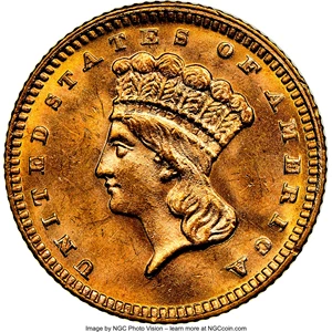 image for: 1887 G$1 MS64 NGC. NGC Census: (106/134). PCGS Population: (141/200). CDN: $650 Whsle. Bid for NGC/PCGS MS64. Mintage 7,500...