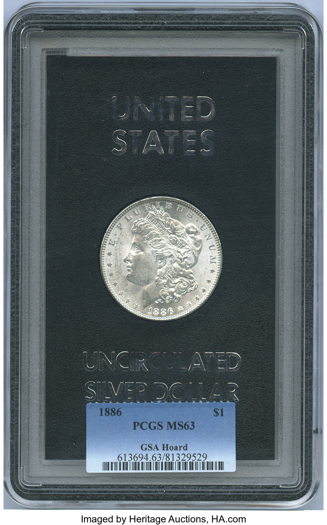 image for: 1886 $1 GSA Hoard MS63 PCGS. PCGS Population: (2/1). NGC Census: (0/0). CDN: $250 Whsle. Bid for NGC/PCGS MS63. ...