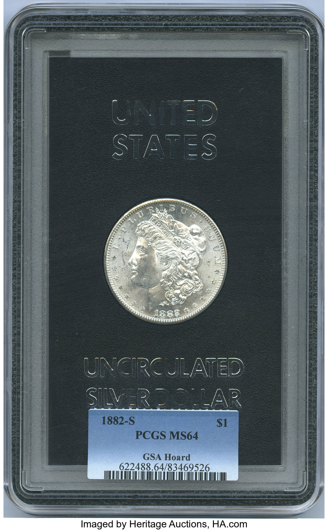 image for: 1882-S $1 GSA Hoard MS64 PCGS. PCGS Population: (1/0). NGC Census: (0/0). CDN: $375 Whsle. Bid for NGC/PCGS MS64. ...