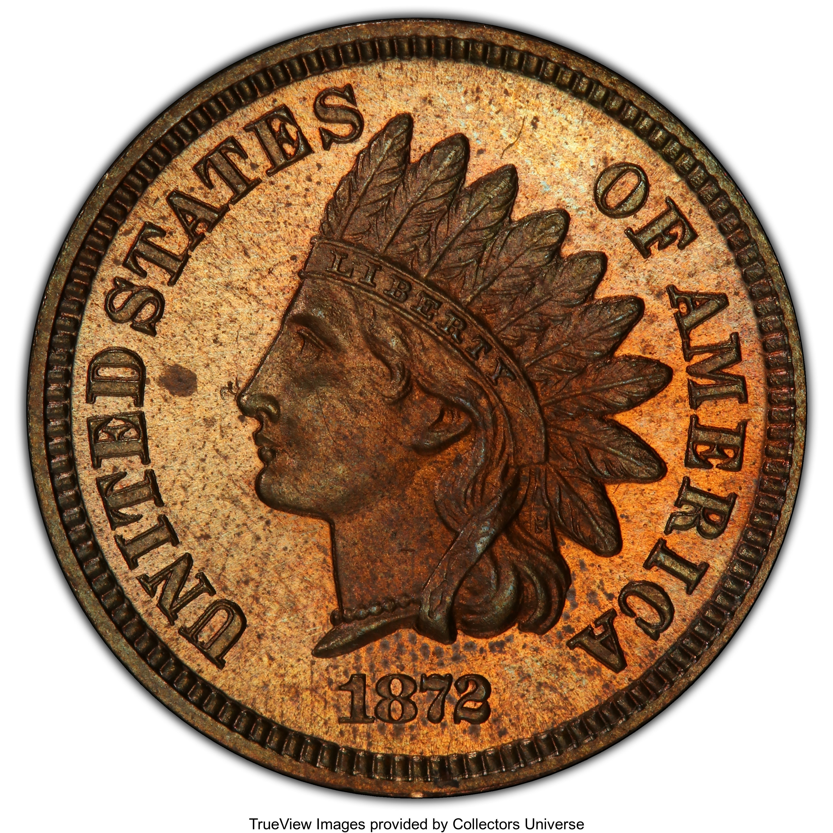 image for: 1872 1C PR64 Brown PCGS. PCGS Population: (24/20). NGC Census: (17/23). CDN: $600 Whsle. Bid for NGC/PCGS PR64. Mintage 950...