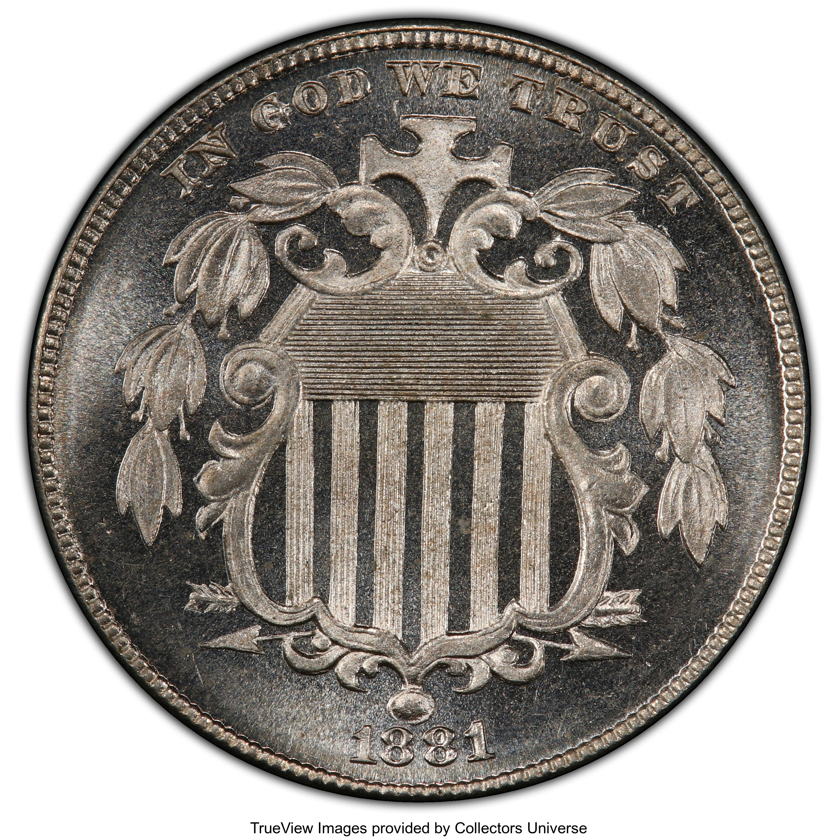 image for: 1881 5C PR65 Cameo PCGS. PCGS Population: (36/90). NGC Census: (26/81). PR65. ...